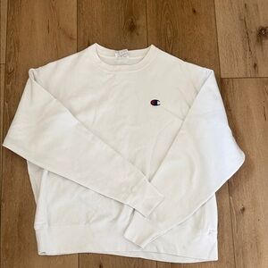 Champion White Crewneck Sweatshirt with Small Logo